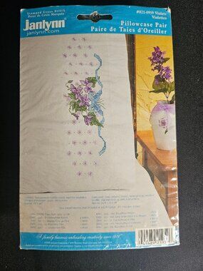 Janlynn Violet's Pillowcase Pair Stamped Cross Stitch Kit New